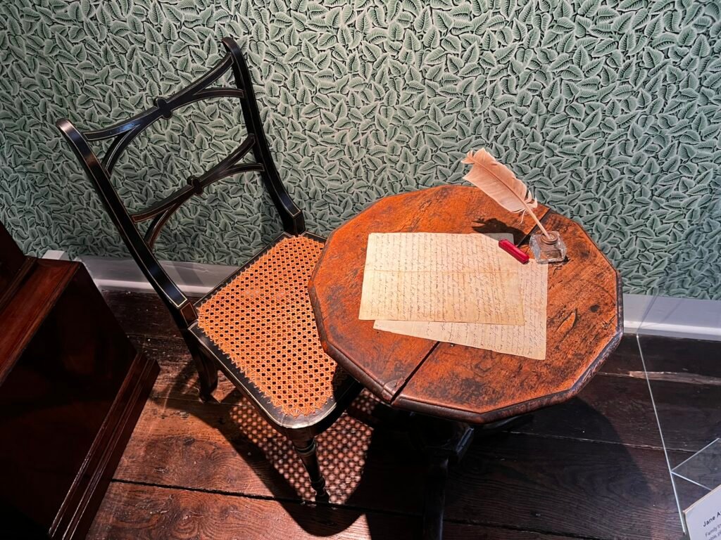 Jane Austen's writing table at Jane Austen's House, near Chawton House in Hampshire