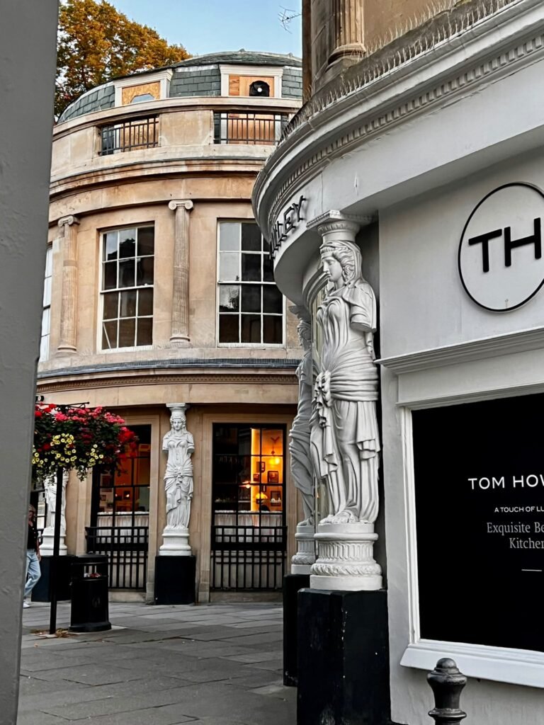 Decorative caryatid figures on a building in Montpellier, Cheltenham