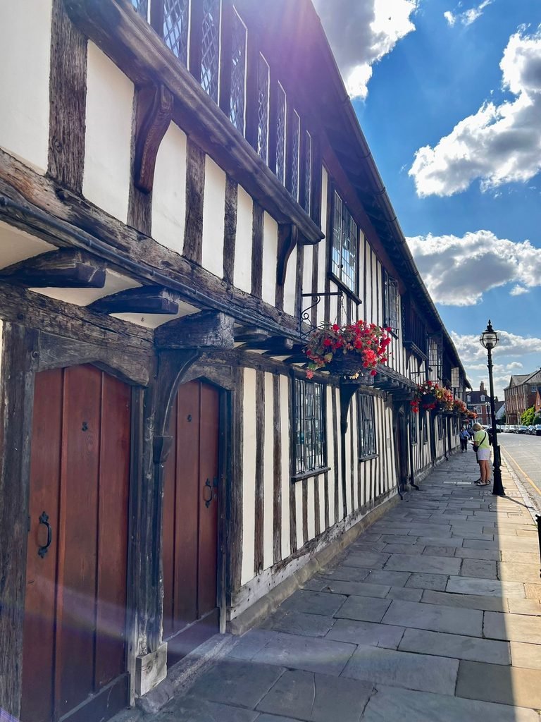 Historic timber-framed buildings in the centre of Stratford-upon-Avon, Warwickshire, photographed while exploring the town.