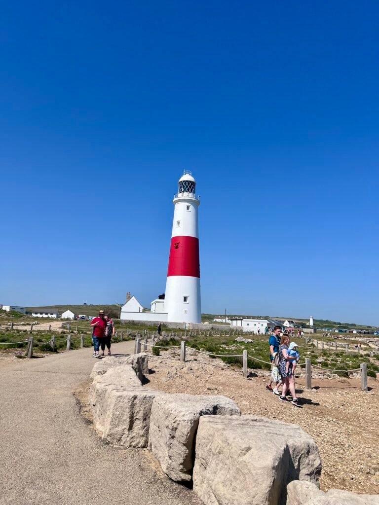 Portland Bill Lighthouse surrounded by Portland stone on the Dorset coast