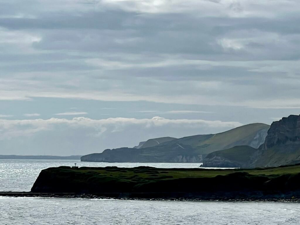 Layered cliffs along the Dorset coastline viewed from Kimmeridge Bay