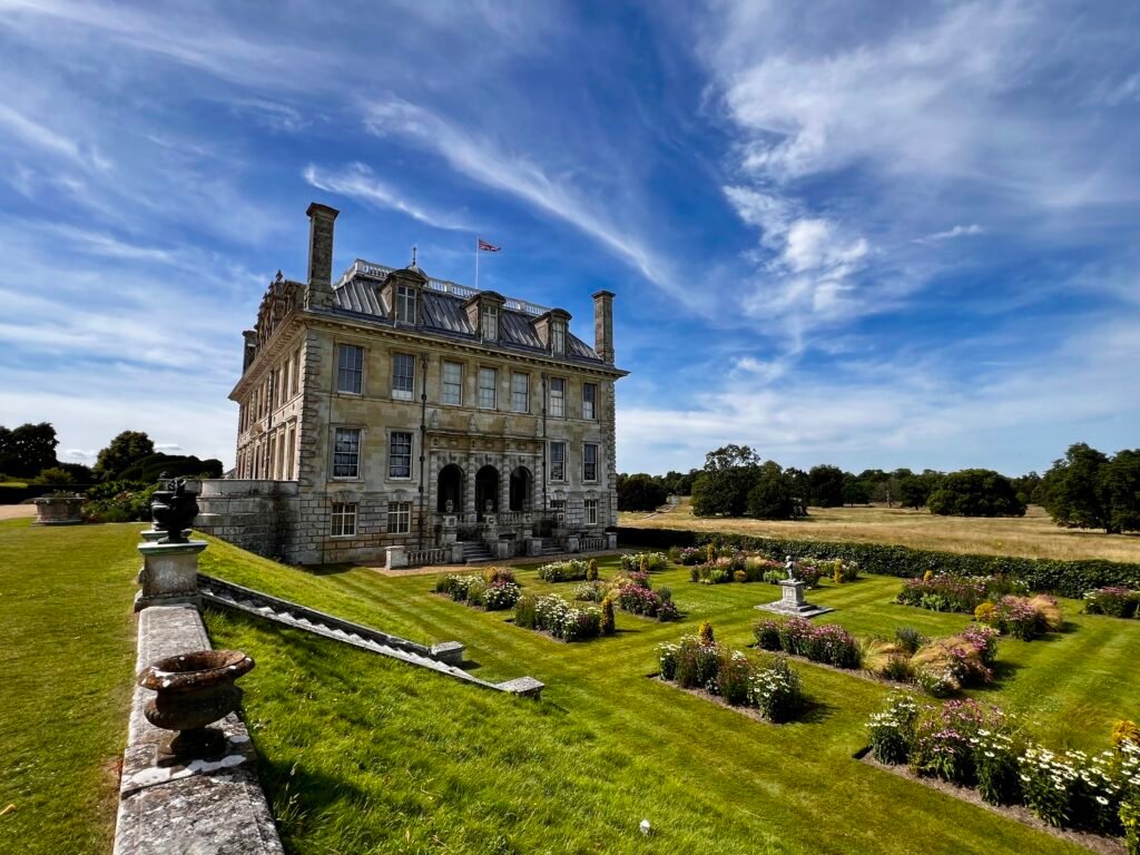 National Trust Kingston Lacy -historic house overlooking formal gardens and parkland