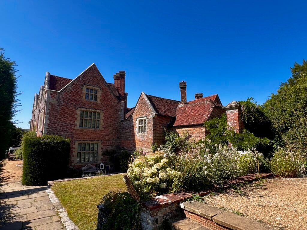 Historic brick exterior and gardens at Chawton House in Hampshire