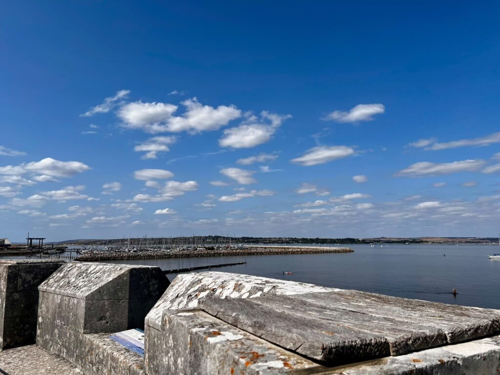 View across Portland Harbour from the walls of Portland Castle