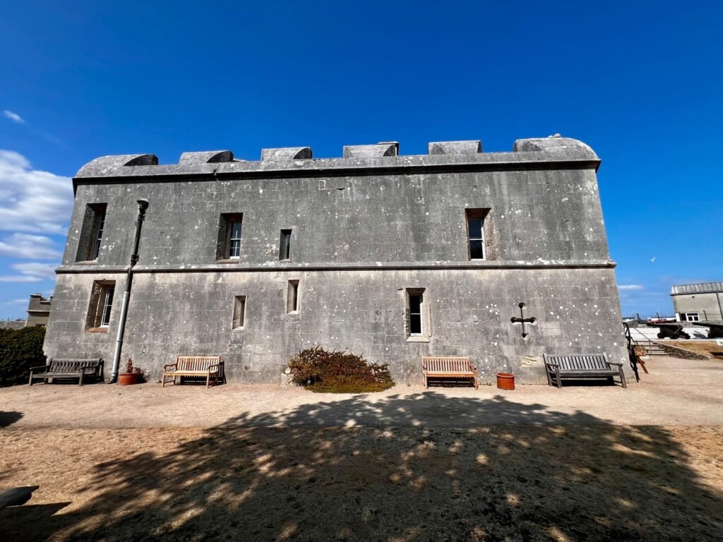Stone exterior of the main keep at Portland Castle