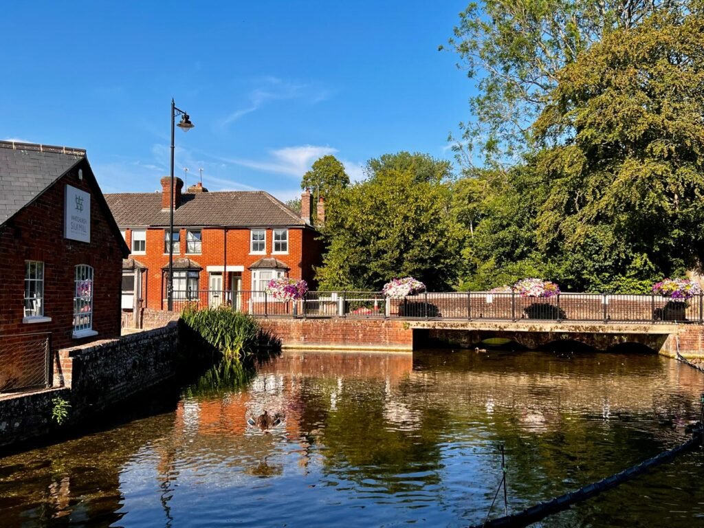 River Test beside Whitchurch Silk Mill in Whitchurch Hampshire