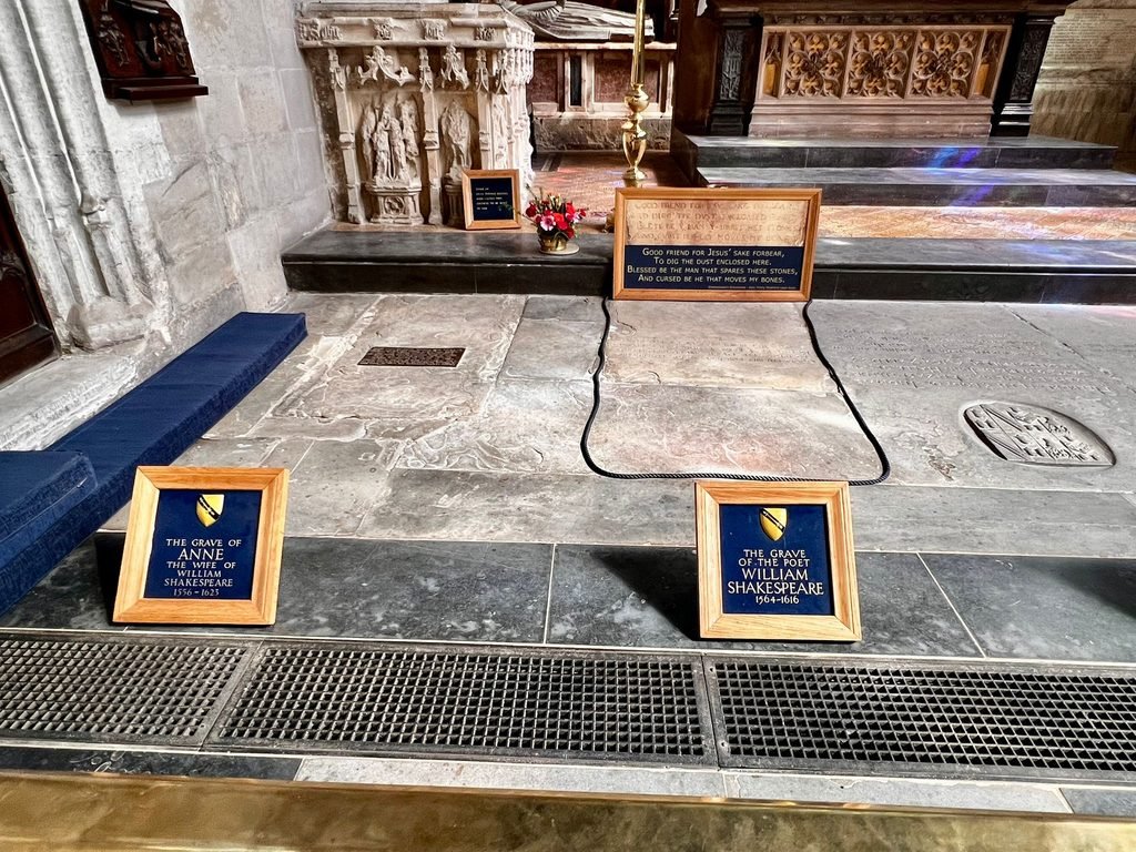 Graves of William Shakespeare and Anne Hathaway inside Holy Trinity Church, Stratford-upon-Avon