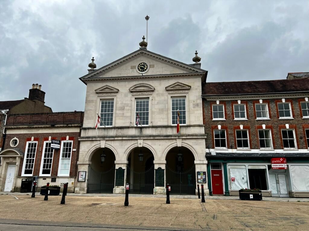 Blandford Forum Town Hall in the historic Market Place in Dorset
