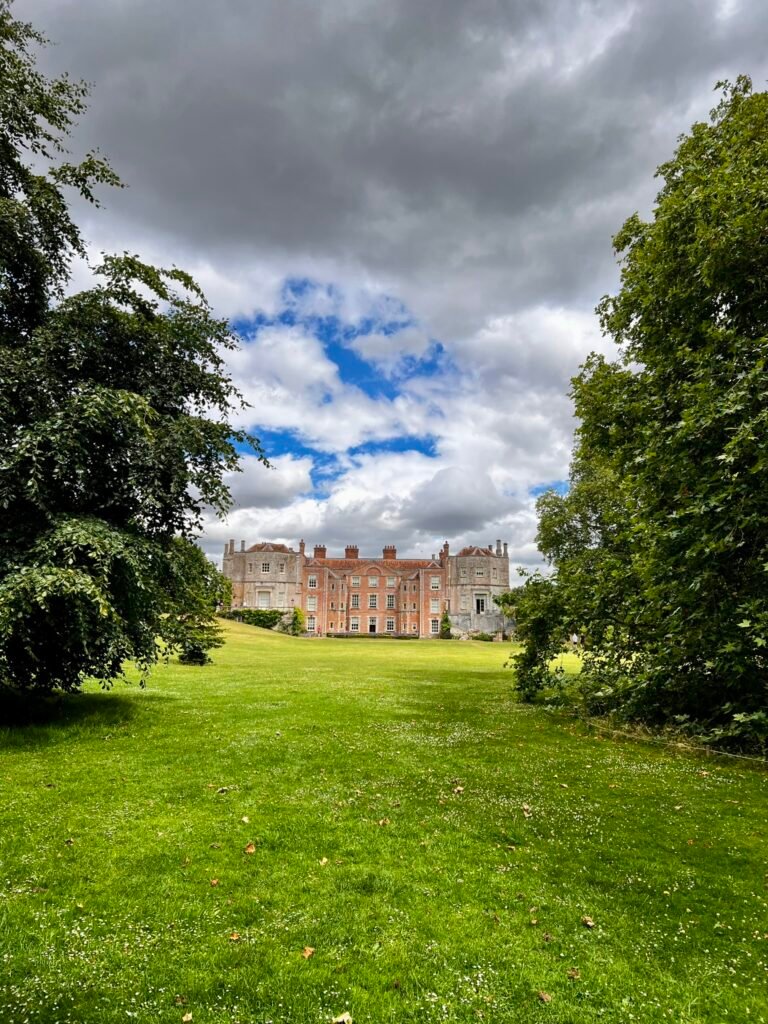 Mottisfont house viewed across the lawn in Hampshire