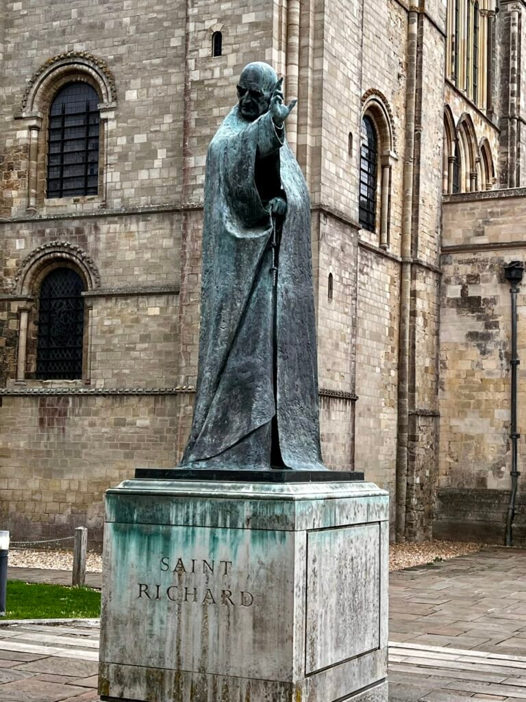 Statue of St Richard of Chichester outside Chichester Cathedral
