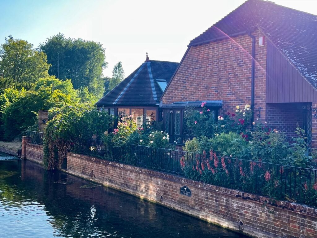 Riverside house and garden beside the River Test in Whitchurch