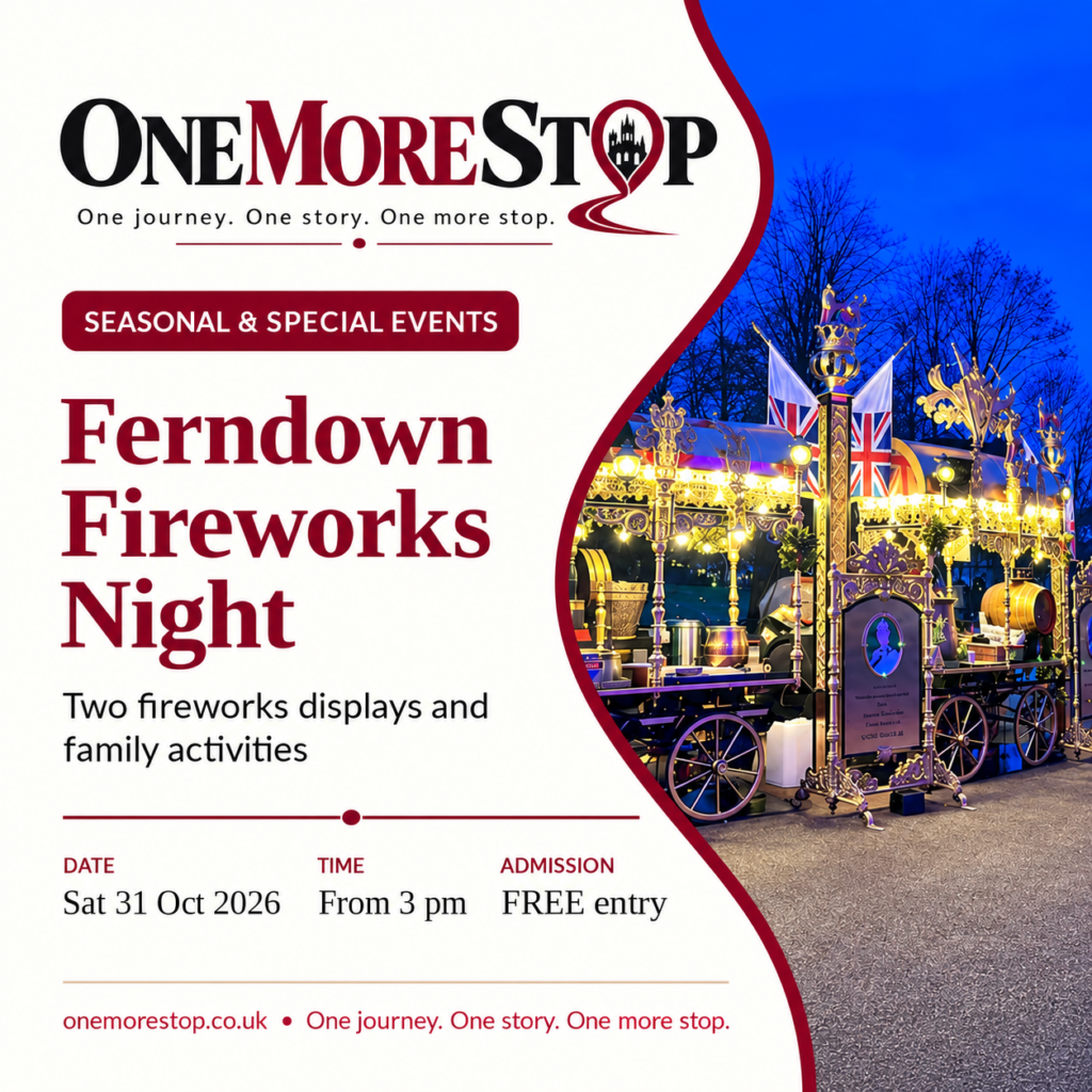 One More Stop event card for Ferndown Fireworks Night 2026, 31 October, Ferndown, Dorset.