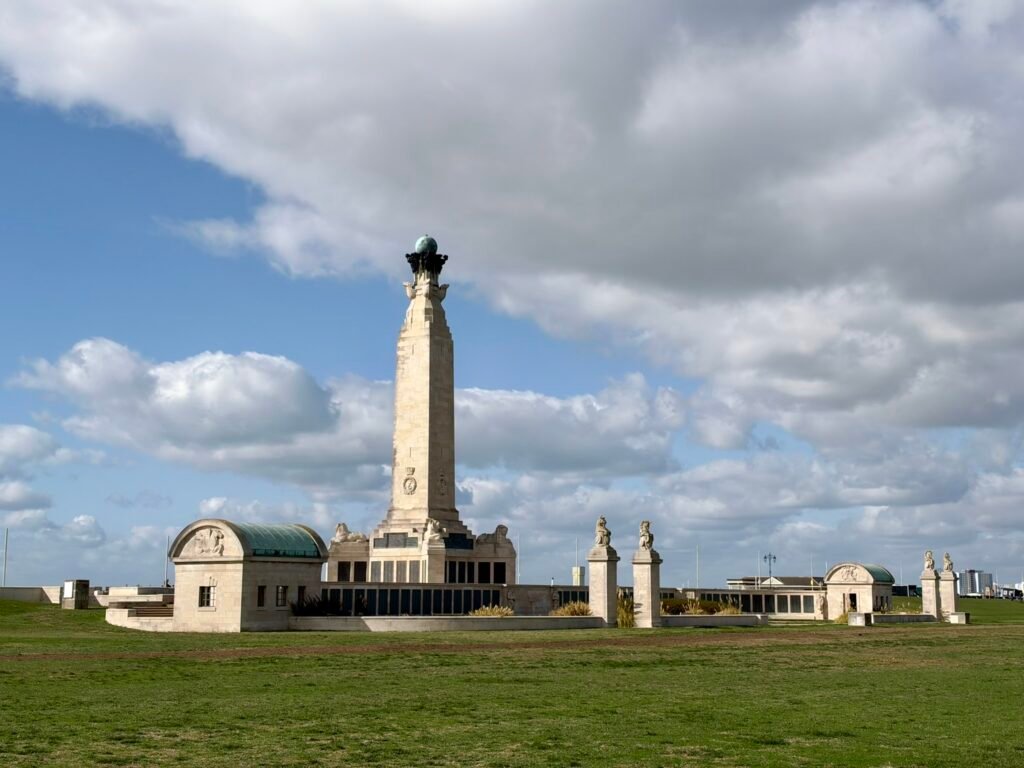 Portsmouth Naval Memorial on Southsea Common with its obelisk and curved walls