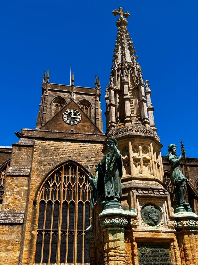 Ornate Digby Memorial standing in front of Sherborne Abbey Dorset