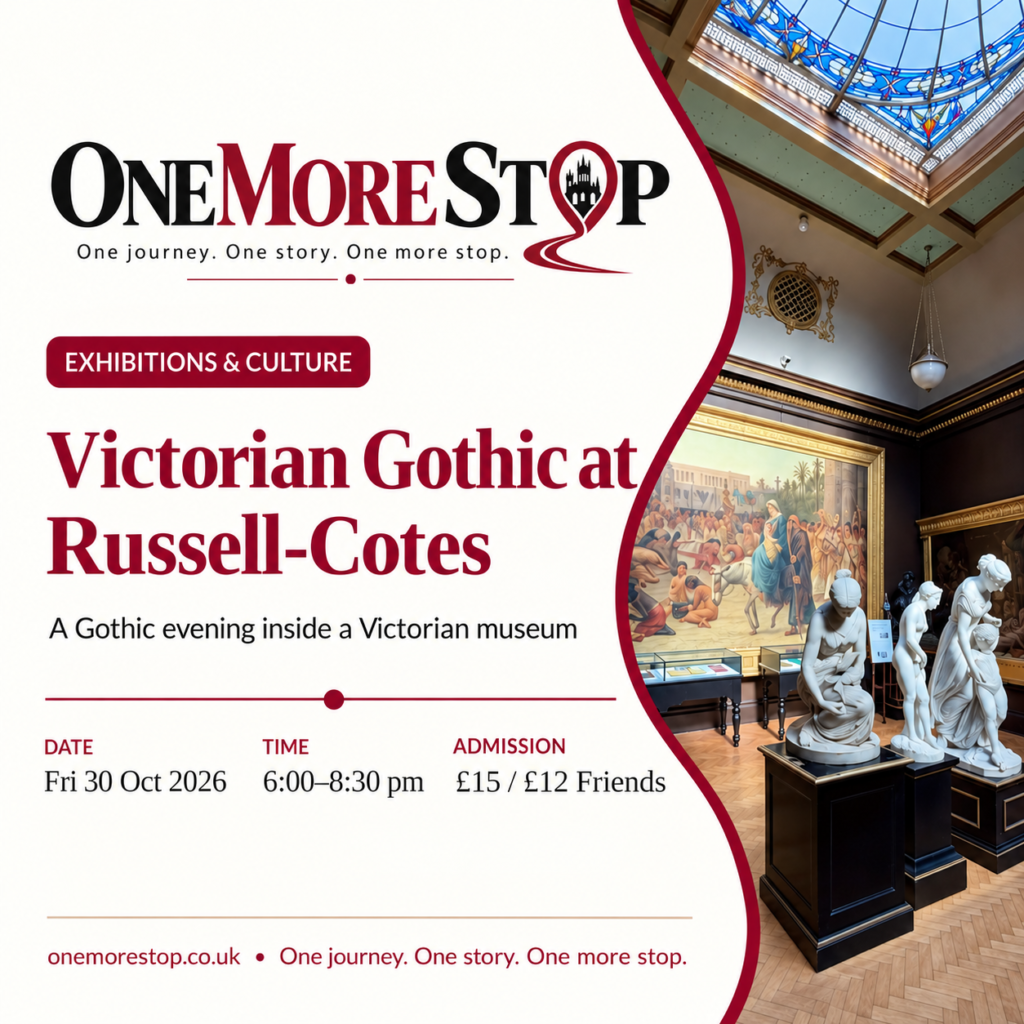 One More Stop event card for Victorian Gothic at Russell-Cotes, 30 October 2026, Bournemouth.