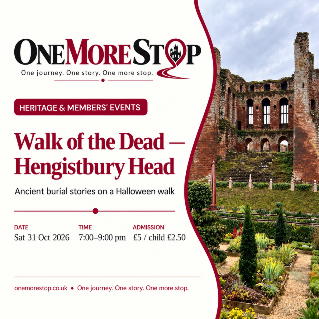 One More Stop event card for Walk of the Dead at Hengistbury Head, 31 October 2026, Bournemouth.